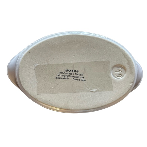 MAXAM Serving Bowl Casserole Dish 10.5”x 6” Floral Hand Painted Portugal - Picture 4 of 7